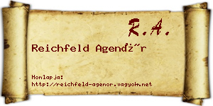 Reichfeld Agenór névjegykártya